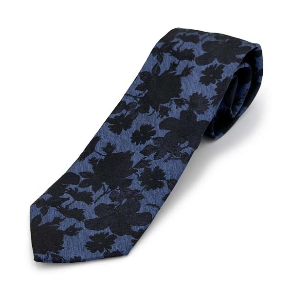 Bruno Piattelli Necktie Floral Blue Black