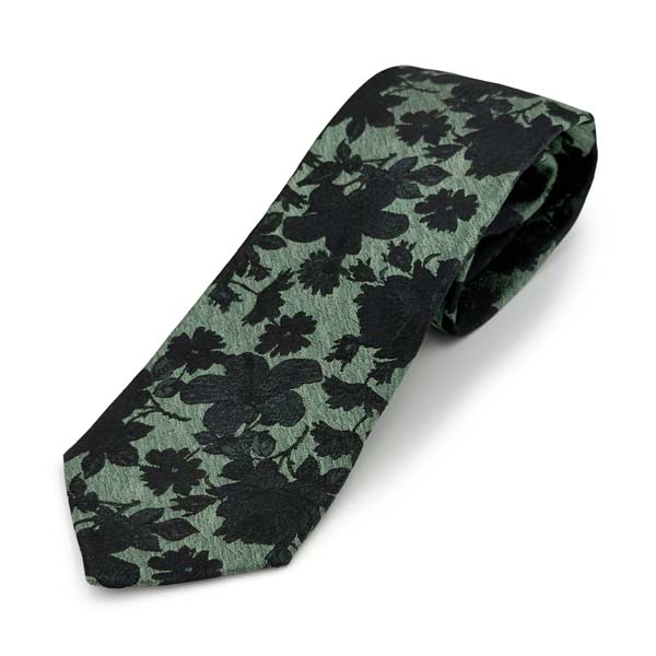 Bruno Piattelli Necktie Floral Green Black