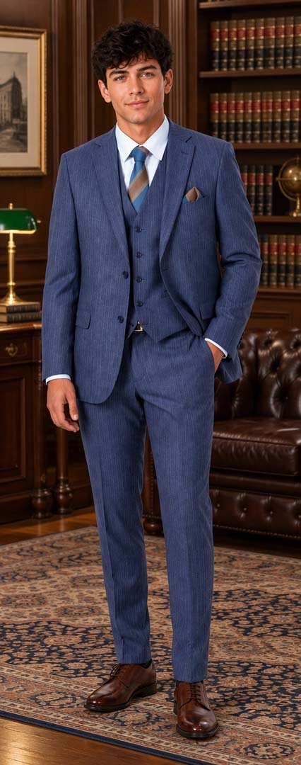 Caravelli Slim 3pc Suit Cobalt