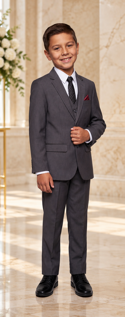 Giorgio Fiorelli Boys 3 Piece Suit Charcoal Gray
