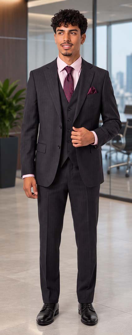Luxe 2020 Dolcetto 3pc Suit – Black Pinstripe