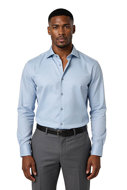 Proper Dress Shirt Diagonal Twill Blue