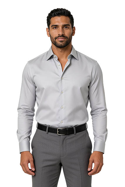 Proper Dress Shirt Diagonal Twill Silver
